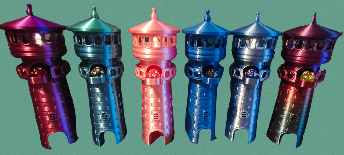 Würfelturm Leuchtturm mit Beleuchtung auch als Deko nutzbar