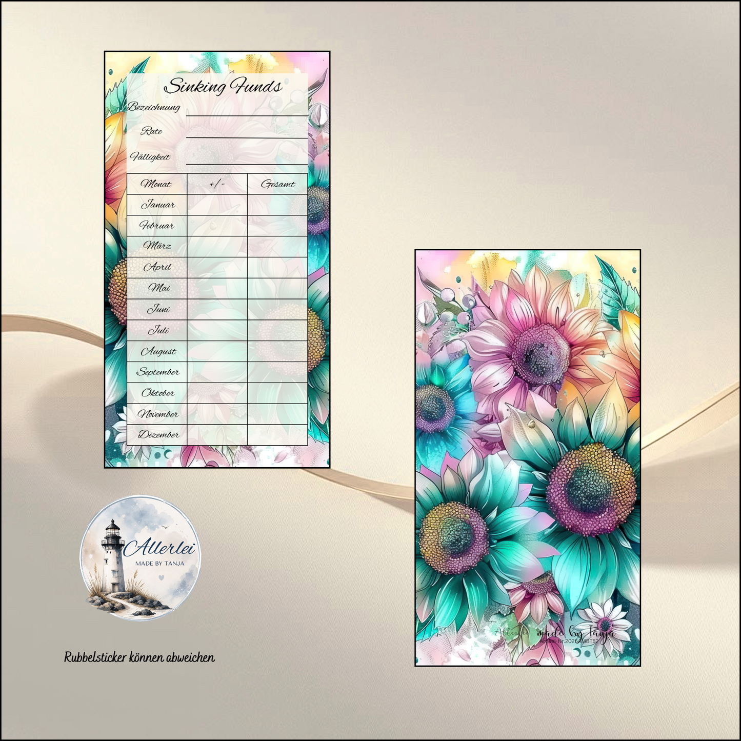 Sinking Funds Tracker – Budget Dashboard oder zum Einheften für Binder | wiederverwendbar | 4 Designs | Sparübersicht