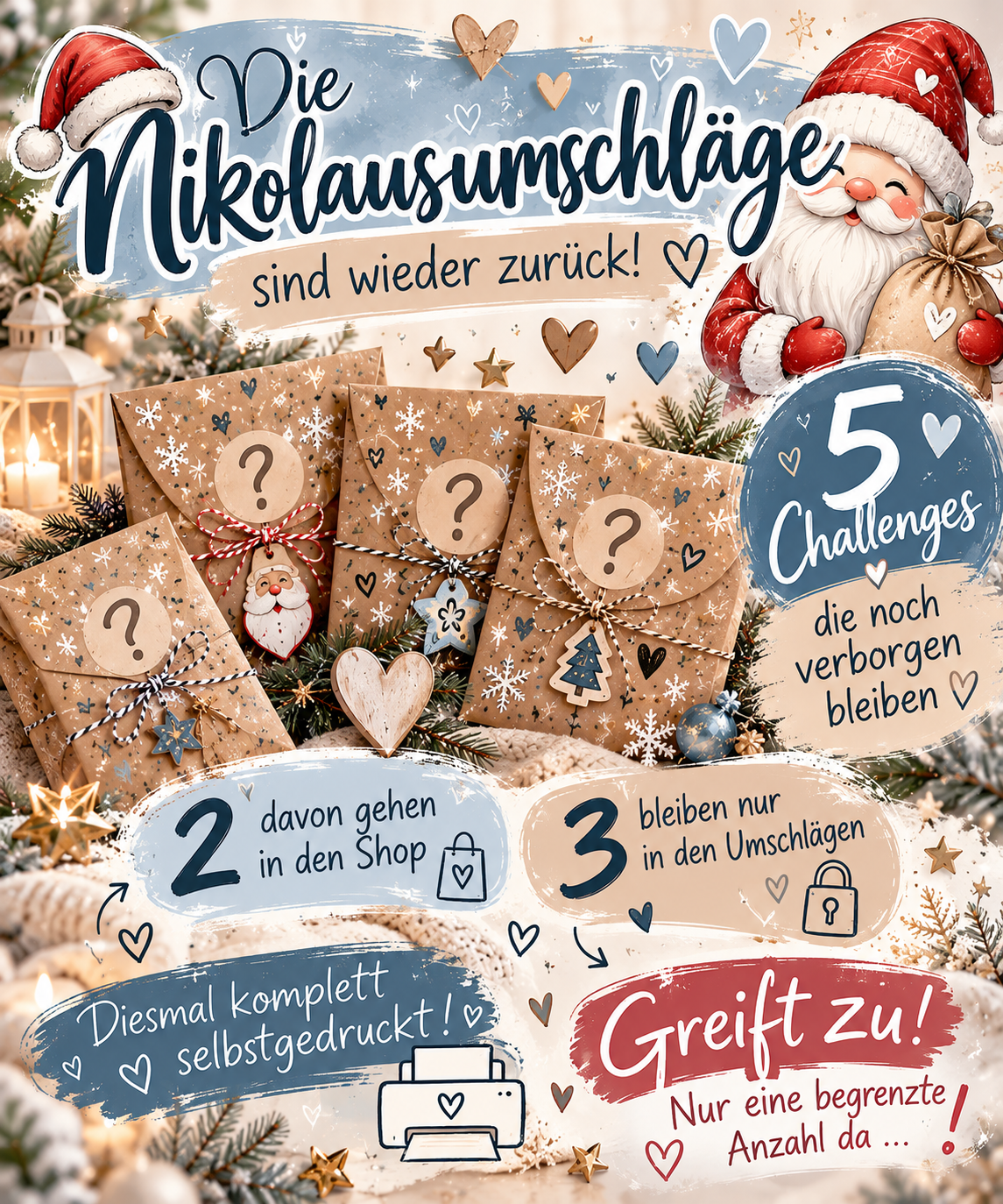 Nikolausumschlag mit 5 Challenges | Einheftchallenges & Klappkarten Vorverkauf bis 1.12.