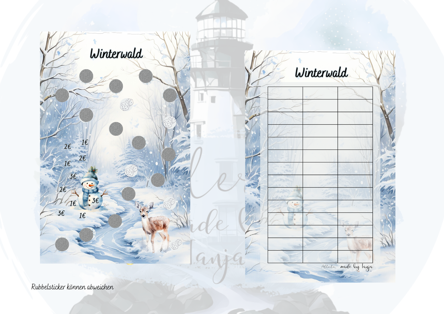 Winterwald | Wiederverwendbare Multi-Sparchallenge | Rubbeln, Würfeln & Abstreichen | Folienkaschiert