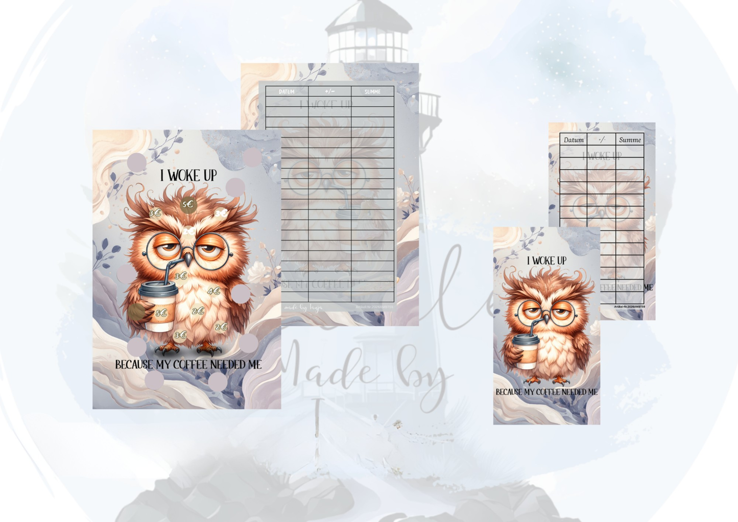 I Woke Up Because My Coffee Needed Me – Sparchallenge mit Rubbelfeldern | Budget Binder Sparspiel | inkl. Zipperhüllen Dashboard