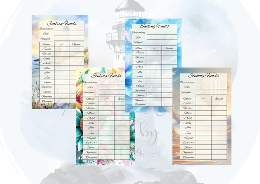 Sinking Funds Tracker – Budget Dashboard oder zum Einheften für Binder | wiederverwendbar | 4 Designs | Sparübersicht