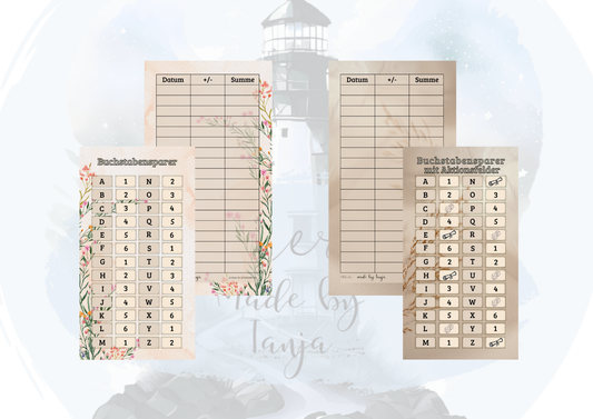 Buchstabesparer – Buchstabensparer mit Aktionsfeldern | wiederverwendbares Sparspiel | Budget Challenge