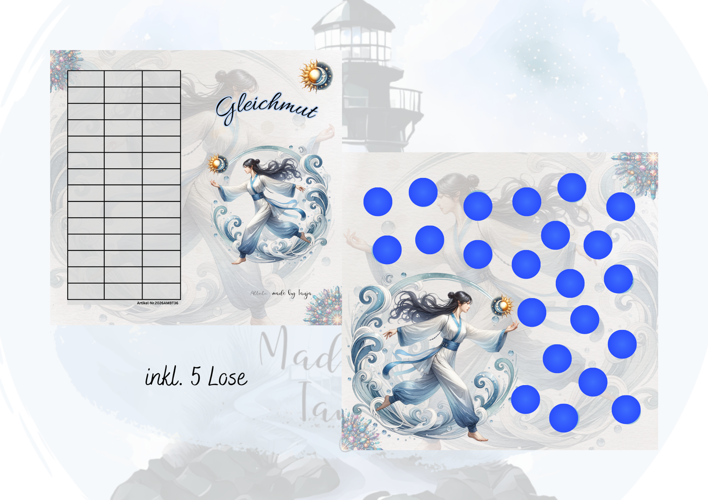 Sparchallenge Set – Innere Kraft, Gleichmut, Gelassenheit & Ruhe | Rubbel, Würfel & Lose Sparspiel | Budget Binder Geld sparen