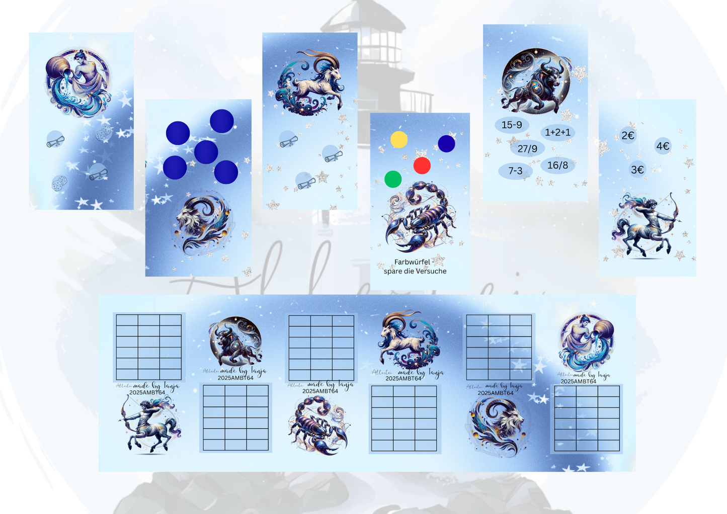 B-Ware Sternzeichen Mini Binder Mini Sparchallenge – Sparspiel mit Rubbelfeldern, Würfelspiel, Farbwürfeln & Rechen-Challenge | Sparbeträge bis 5€