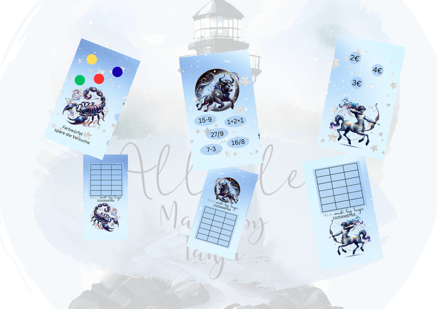 B-Ware Sternzeichen Mini Binder Mini Sparchallenge – Sparspiel mit Rubbelfeldern, Würfelspiel, Farbwürfeln & Rechen-Challenge | Sparbeträge bis 5€