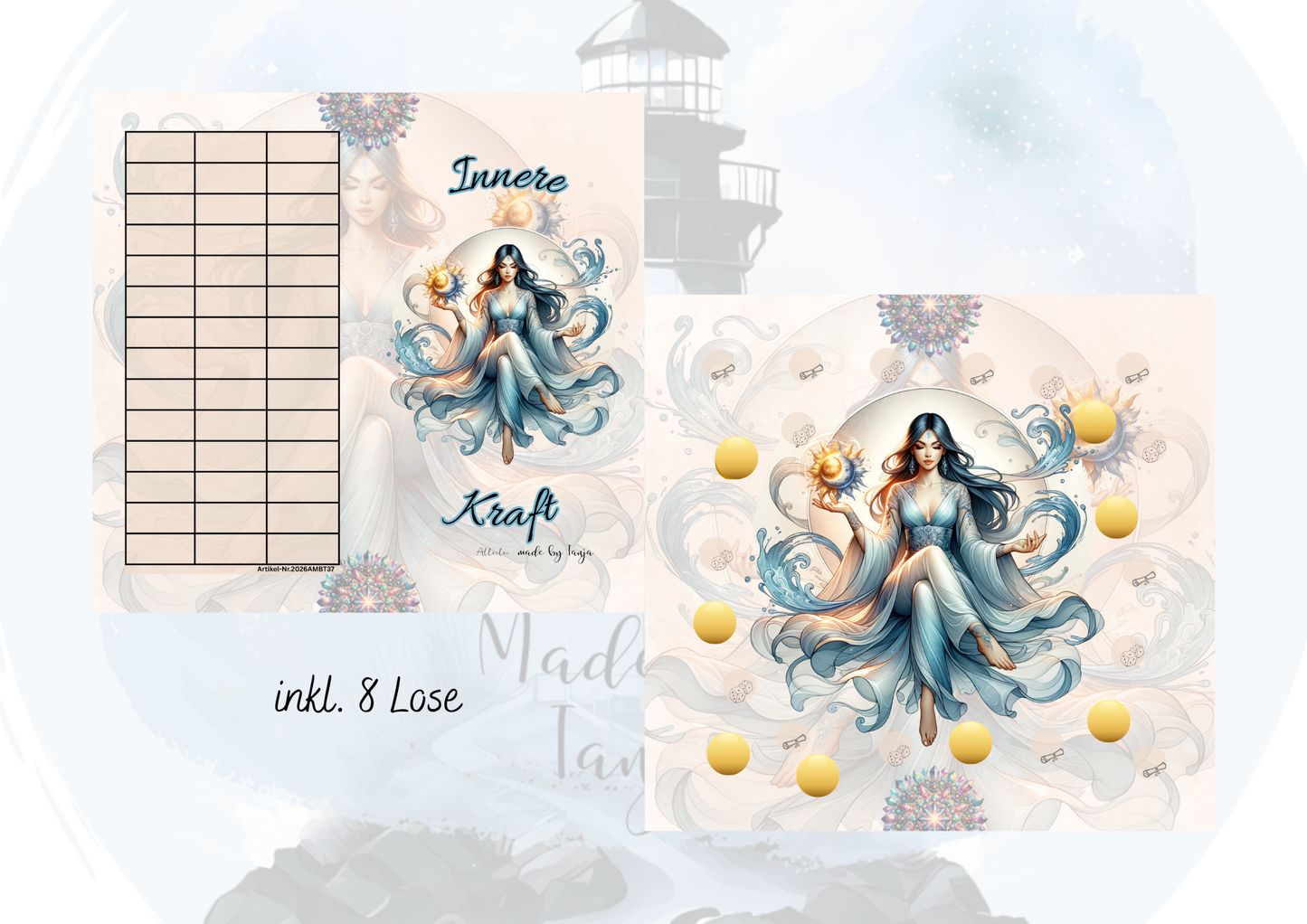 Sparchallenge Set – Innere Kraft, Gleichmut, Gelassenheit & Ruhe | Rubbel, Würfel & Lose Sparspiel | Budget Binder Geld sparen