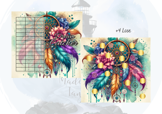 Farbenfrohe „Dreamcatcher“ Spar-Challenge | Rubbeln, Würfeln & Losen