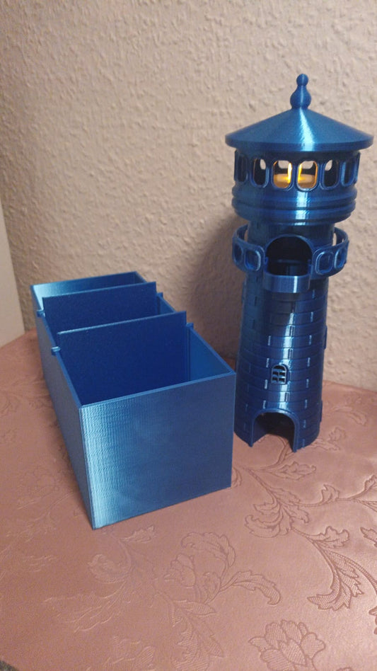 🏰 3D-gedruckter Würfelturm mit LED-Beleuchtung & Challengebox