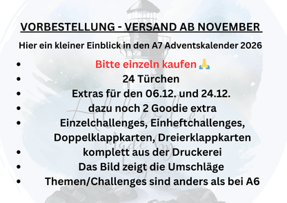 A7 Adventskalender 2026 BITTE EINZELN KAUFEN 24 Türchen