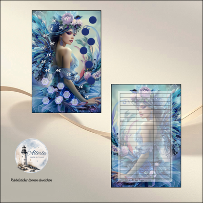 Blue Fairy Sparchallenge – magische Budget Binder Sparchallenge mit Rubbelfeldern & Würfeln | inkl. Dashboard
