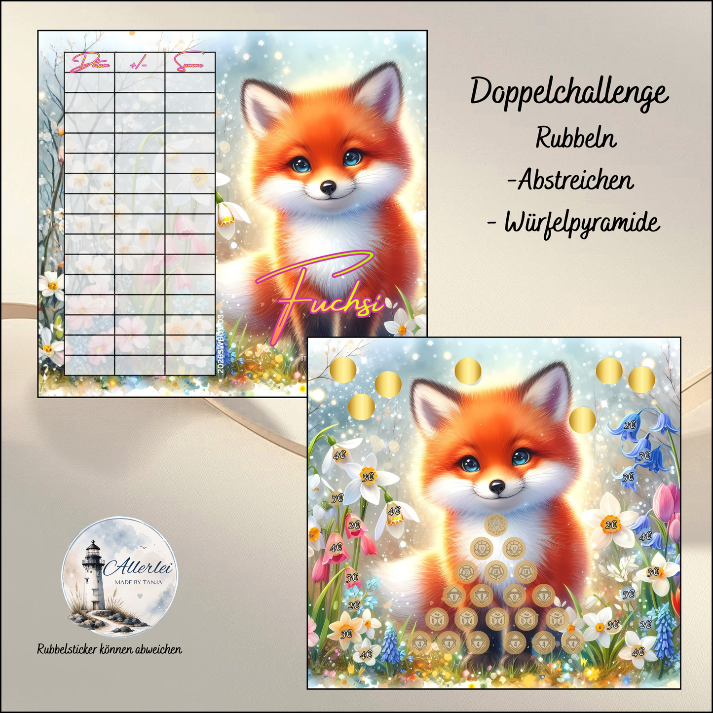 Sweetie Umschlag – Sparchallenge-Set | Verschiedene Challenges | Cash Stuffing | Budget Binder