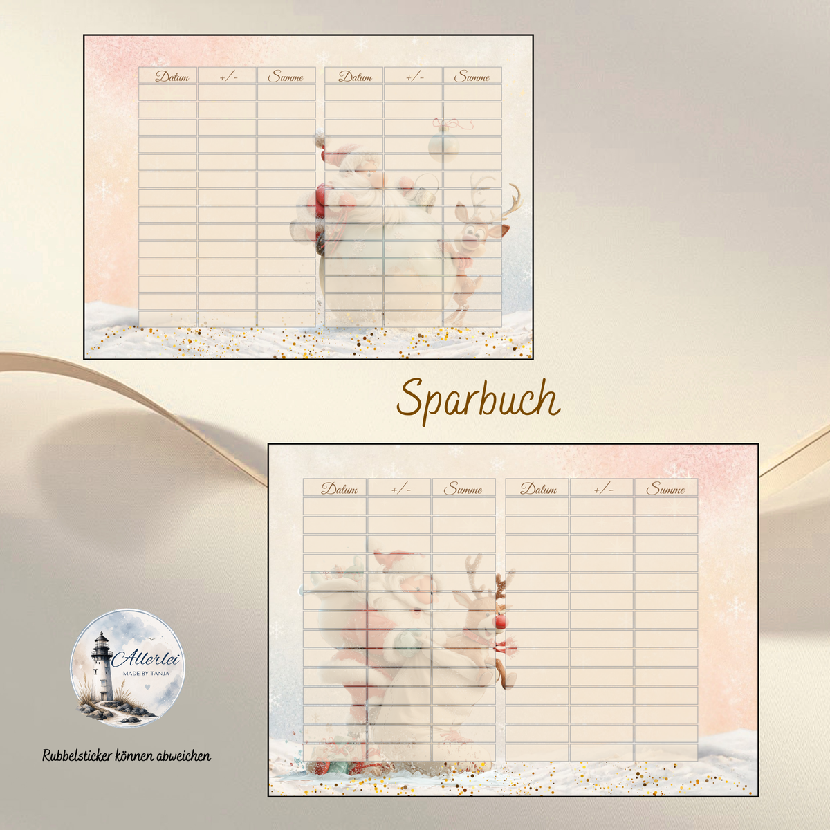 Santa und seine Helfer – weihnachtliche Sparbuch