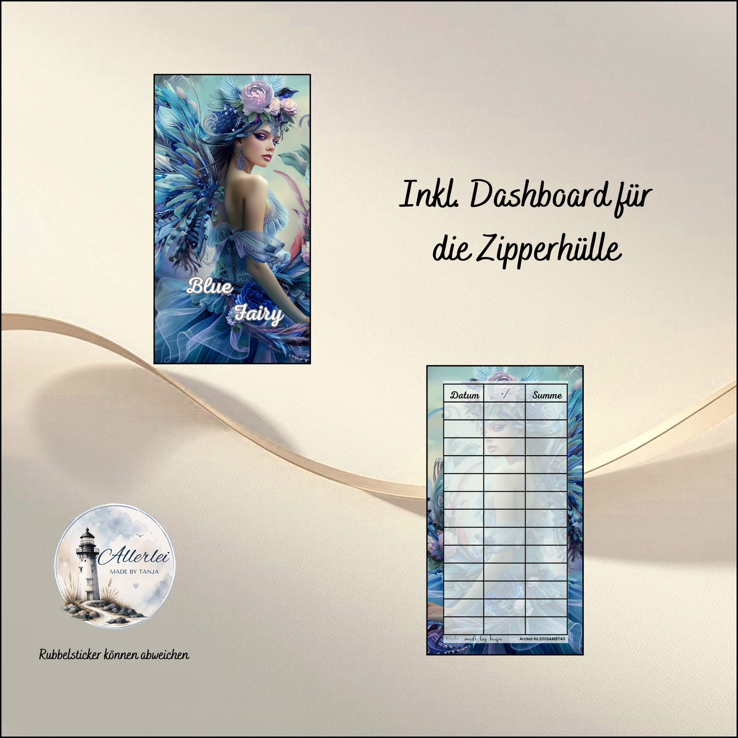 Blue Fairy Sparchallenge – magische Budget Binder Sparchallenge mit Rubbelfeldern & Würfeln | inkl. Dashboard