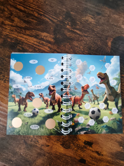 A7 Kinder Sparbuch – Sparchallenge für Mädchen & Jungen | Würfel, Rubbel, Bingo & Sparweg | ca. 160€ Sparziel