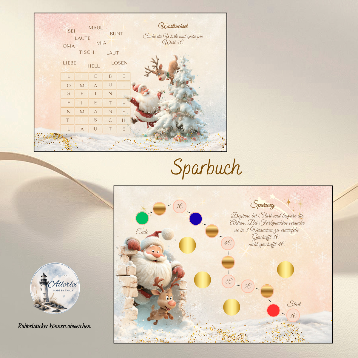 Santa und seine Helfer – weihnachtliche Sparbuch