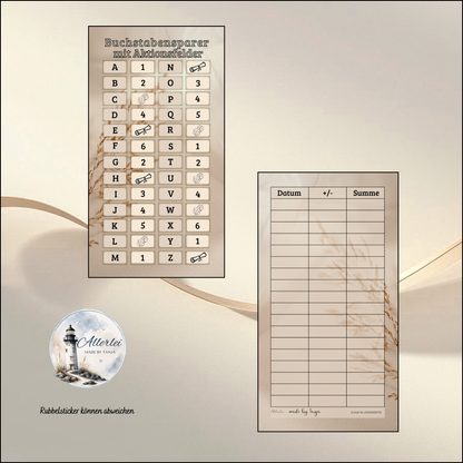Buchstabesparer – Buchstabensparer mit Aktionsfeldern | wiederverwendbares Sparspiel | Budget Challenge