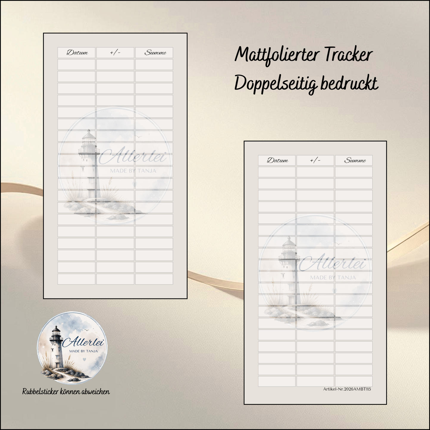 Shop-Trennblatt oder Tracker im Leuchtturm-Design | Wiederverwendbar | Matt foliert