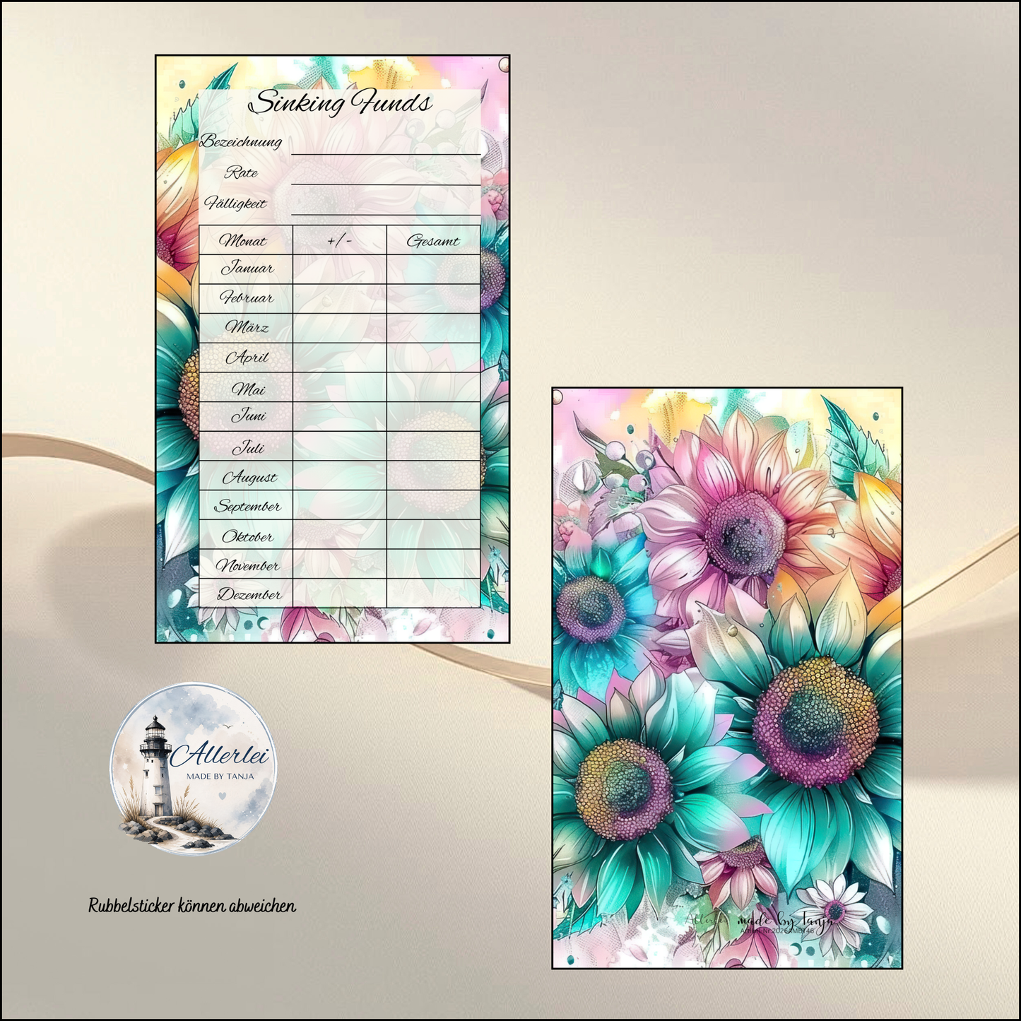 Sinking Funds Tracker – Budget Dashboard oder zum Einheften für Binder | wiederverwendbar | 4 Designs | Sparübersicht