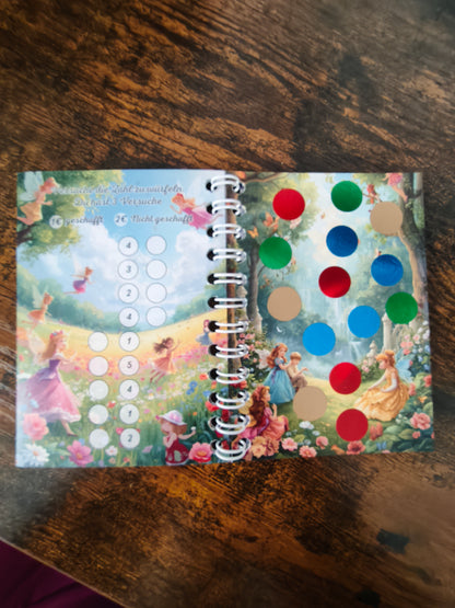 A7 Kinder Sparbuch – Sparchallenge für Mädchen & Jungen | Würfel, Rubbel, Bingo & Sparweg | ca. 160€ Sparziel