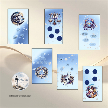 B-Ware Sternzeichen Mini Binder Mini Sparchallenge – Sparspiel mit Rubbelfeldern, Würfelspiel, Farbwürfeln & Rechen-Challenge | Sparbeträge bis 5€