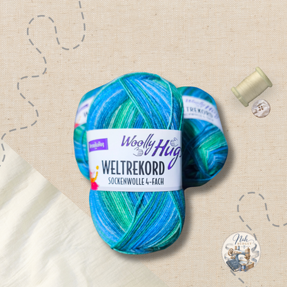 Woolly Hugs Weltrekord Sockenwolle – 4-fach | Verschiedene Farben | 100 g I