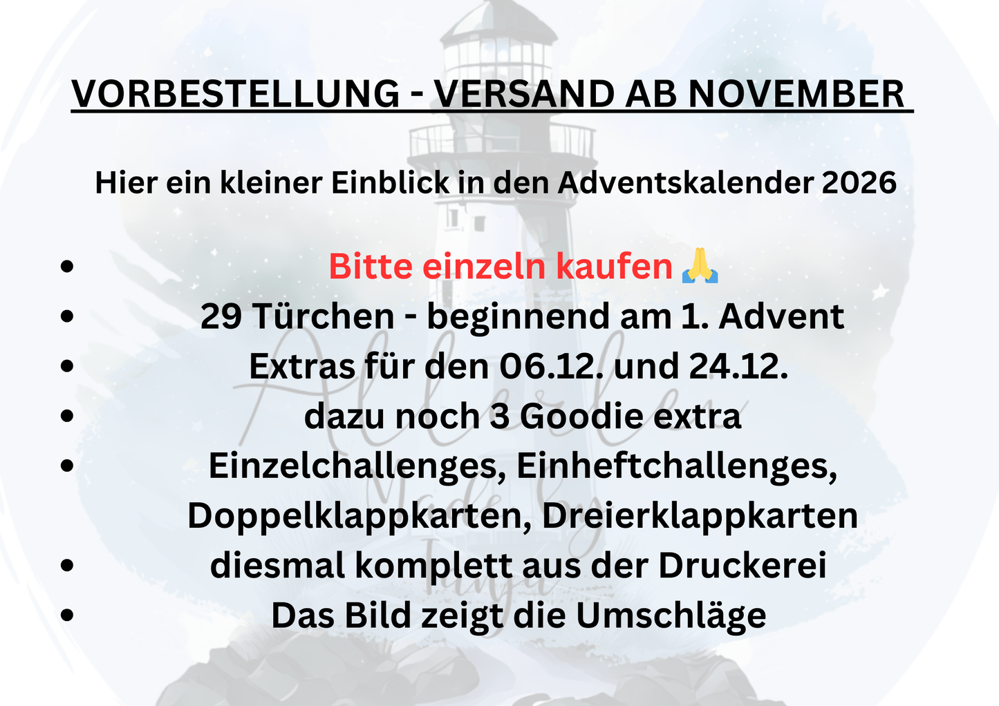 A6 Adventskalender 2026 BITTE EINZELN KAUFEN – Von 1. Advent bis Neujahr (29 Tage voller Überraschungen)