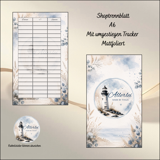 Shop-Trennblatt oder Tracker im Leuchtturm-Design | Wiederverwendbar | Matt foliert