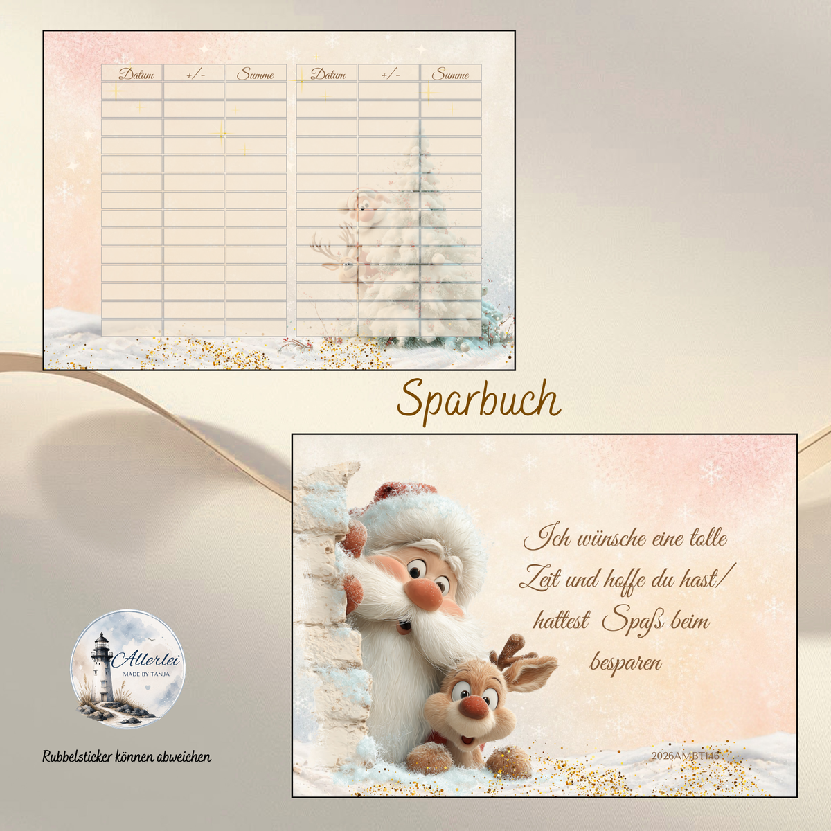 Santa und seine Helfer – weihnachtliche Sparbuch