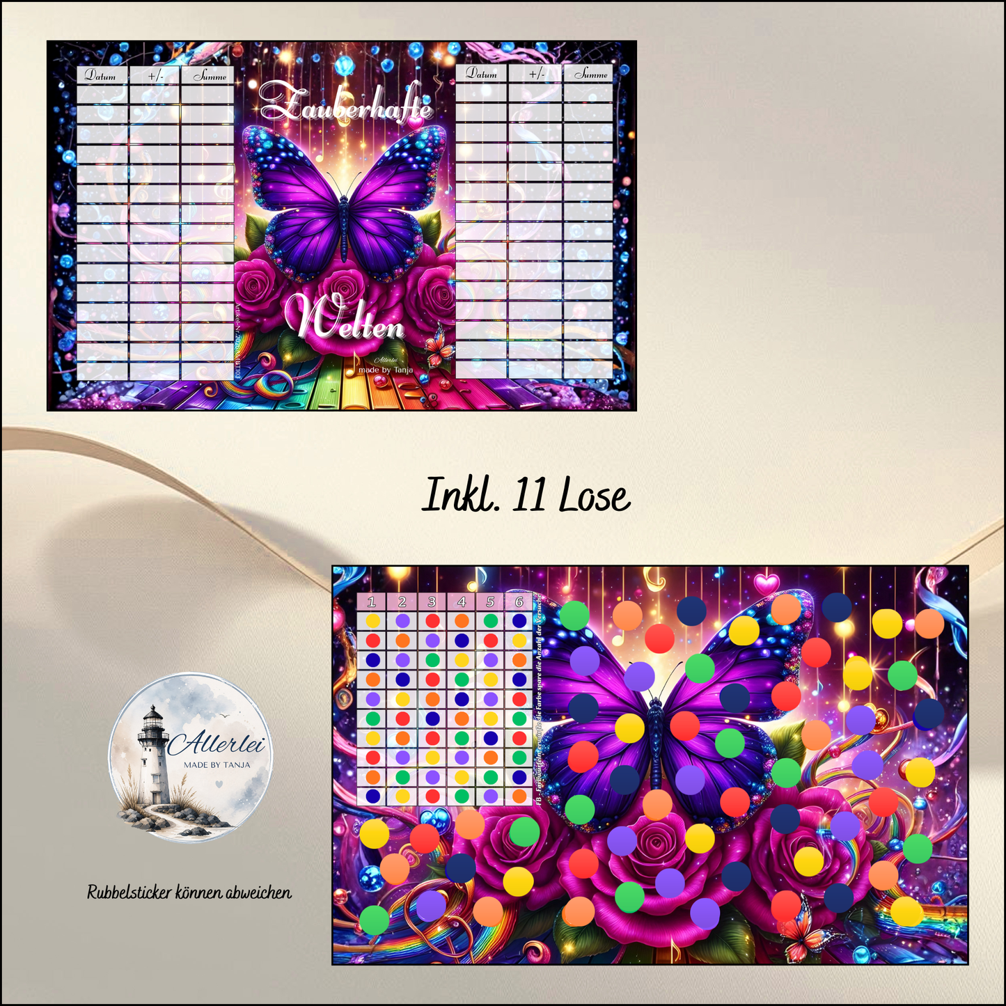 Zauberhafte Welten – Sparspiel mit 11 Losen | Schmetterling Fantasy Design