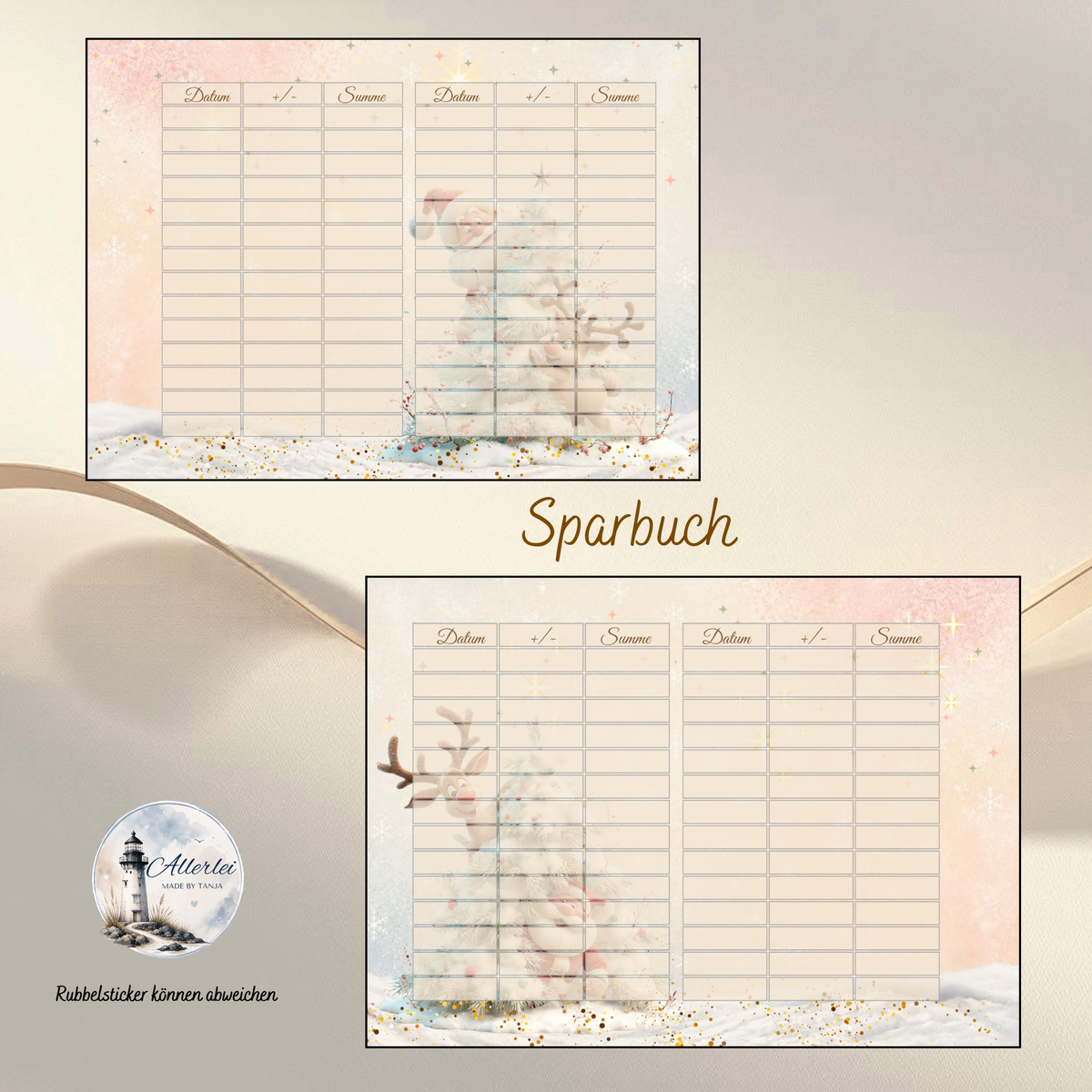 Santa und seine Helfer – weihnachtliche Sparbuch